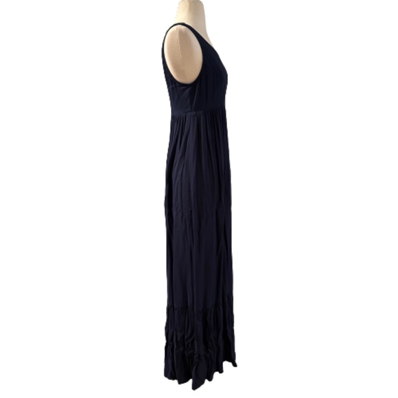 LC LAUREN CONRAD Dress Maxi Sleeveless Lace Bohemian Ruffle Navy Blue Size 8 - Picture 6 of 10